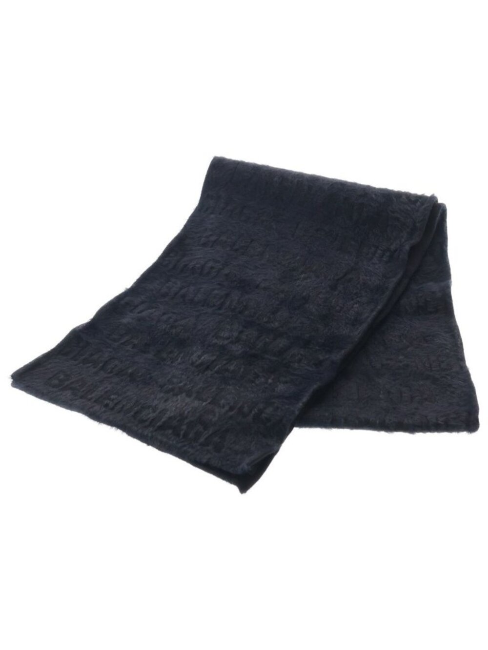 Balenciaga Scarf Logo All Over Pattern Wool Black